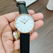  Shop Authentic Daniel Wellington Classic Sheffield White Dial Black Leather Strap Watch For Men - DW00100007 - Luxxuri