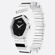  Shop Authentic Dior Gem Dior Mother of Pearl Diamonds Black Dial Silver Steel Strap Watch for Women - CD18111X1058 - Luxxuri