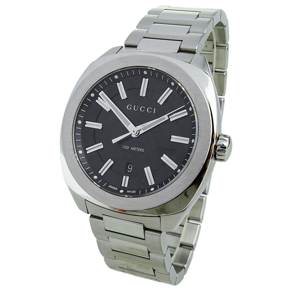 Shop Authentic Gucci GG2570 Quartz Black Dial Silver Steel Strap Watch For Men - YA142301 - Luxxuri