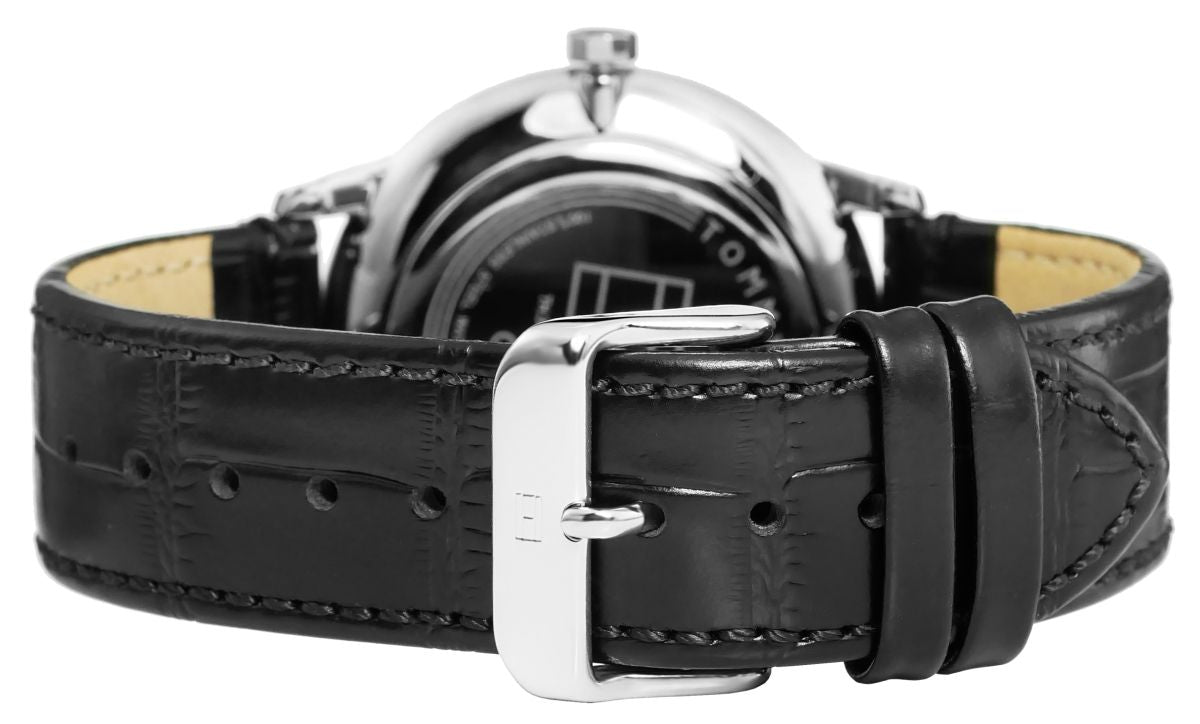  Shop Authentic Tommy Hilfiger Brad Chronograph Black Dial Black Leather Strap Watch For Men - 1710391 - Luxxuri