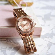  Shop Authentic Guess Crystal Diamonds Rose Gold Dial Rose Gold Steel Strap Watch For Women - W11069L1 - Luxxuri