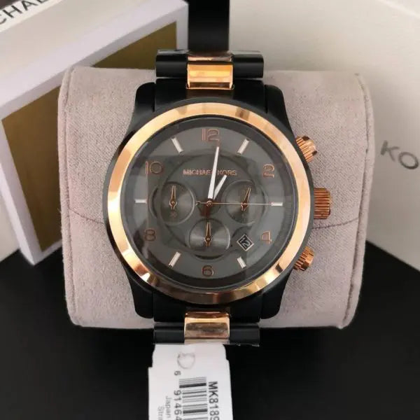  Shop Authentic Michael Kors Runway Chronograph Grey Dial Two Tone Steel Strap Unisex Watch - MK8189 - Luxxuri