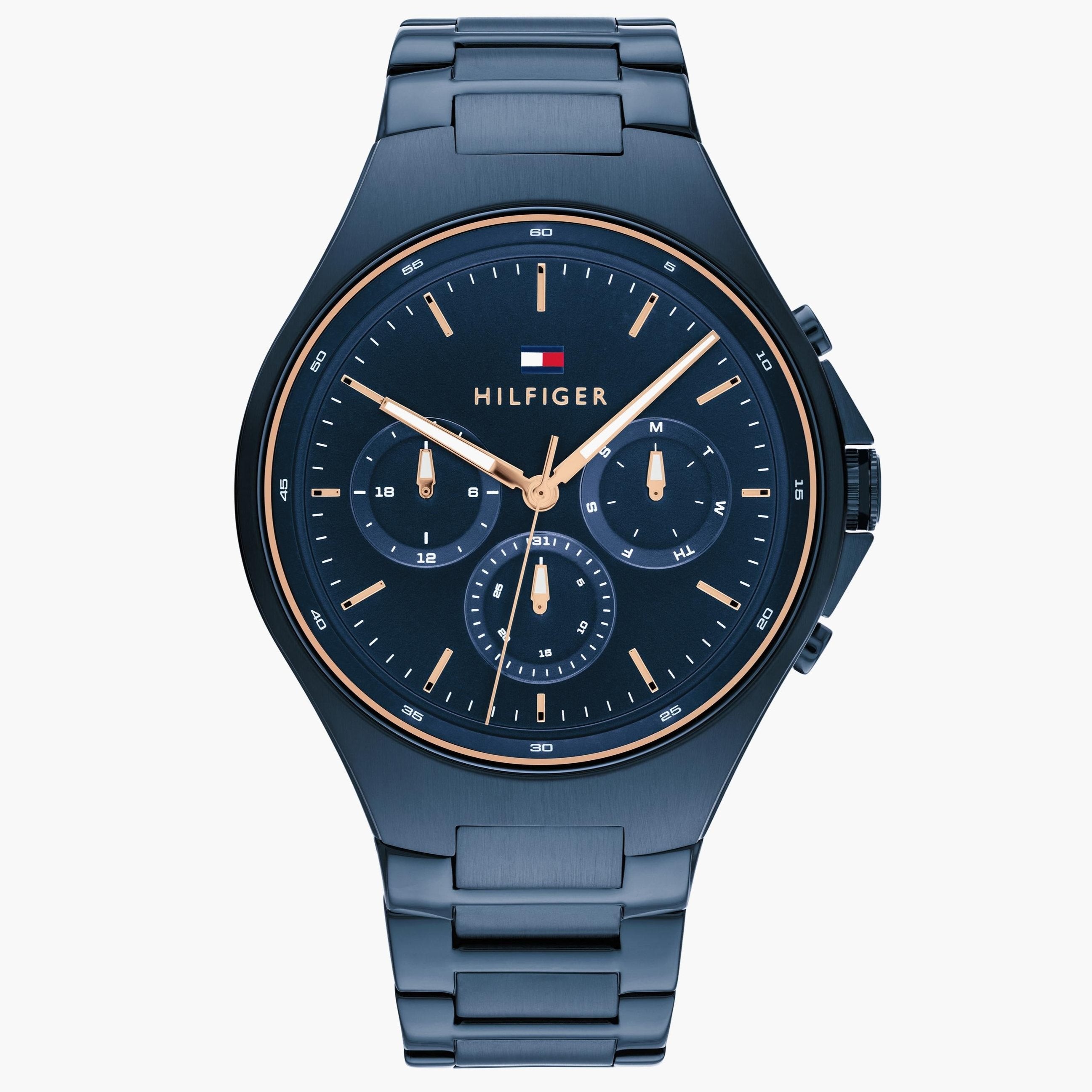  Shop Authentic Tommy Hilfiger Justin Chronograph Blue Dial Blue Steel Strap Watch For Men - 1792058 - Luxxuri