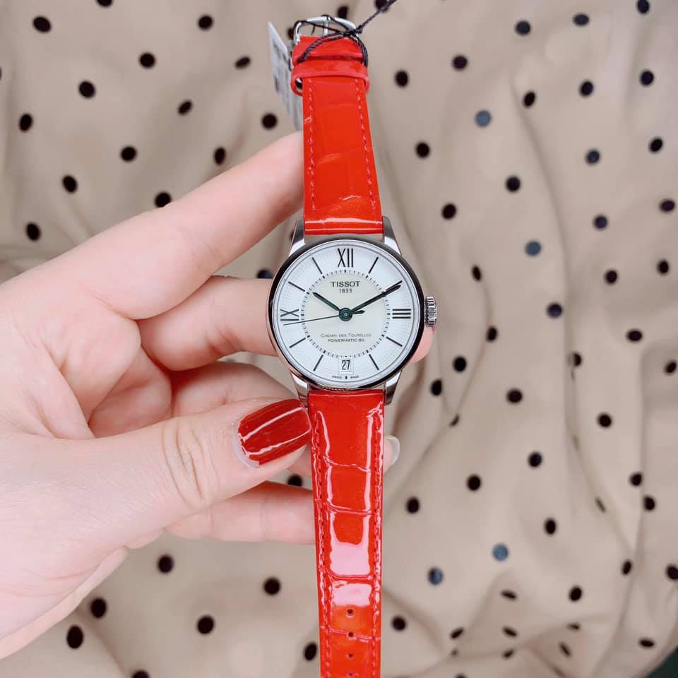  Shop Authentic Tissot Chemin Des Tourelles Powermatic 80 Mother of Pearl White Dial Red Leather Strap Watch For Women - T099.207.16.118.00 - Luxxuri