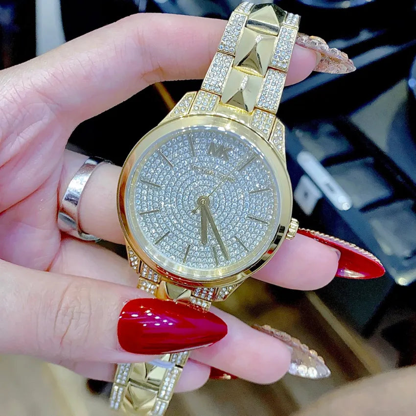  Shop Authentic Michael Kors Runway Mercer Crystals Silver Dial Gold Steel Strap Watch For Women - MK6715 - Luxxuri