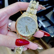  Shop Authentic Michael Kors Runway Mercer Crystals Silver Dial Gold Steel Strap Watch For Women - MK6715 - Luxxuri