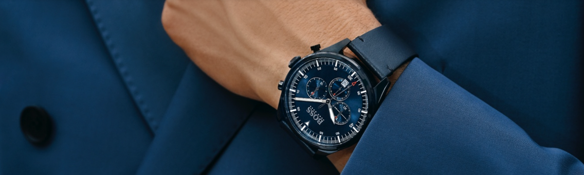 Shop Authentic Hugo Boss Pioneer Quartz Blue Dial Blue Leather Strap Watch For Men - 1513711 - Luxxuri