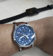  Shop Authentic Fossil Retro Pilot Chronograph Blue Dial Brown Leather Strap Watch for Men - FS5832 - Luxxuri