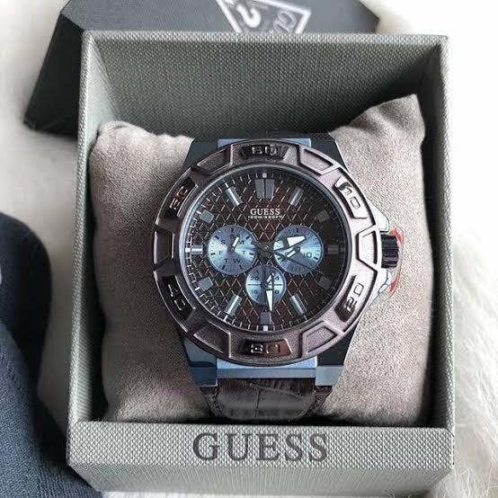  Shop Authentic Guess Force Quartz Brown Dial Brown Leather Strap Watch For Men - W0674G5 - Luxxuri