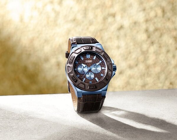  Shop Authentic Guess Force Quartz Brown Dial Brown Leather Strap Watch For Men - W0674G5 - Luxxuri