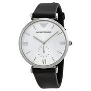 Shop Authentic Emporio Armani Retro Analog Quartz Silver Dial Black Leather Strap Watch For Men - AR1674 - Luxxuri