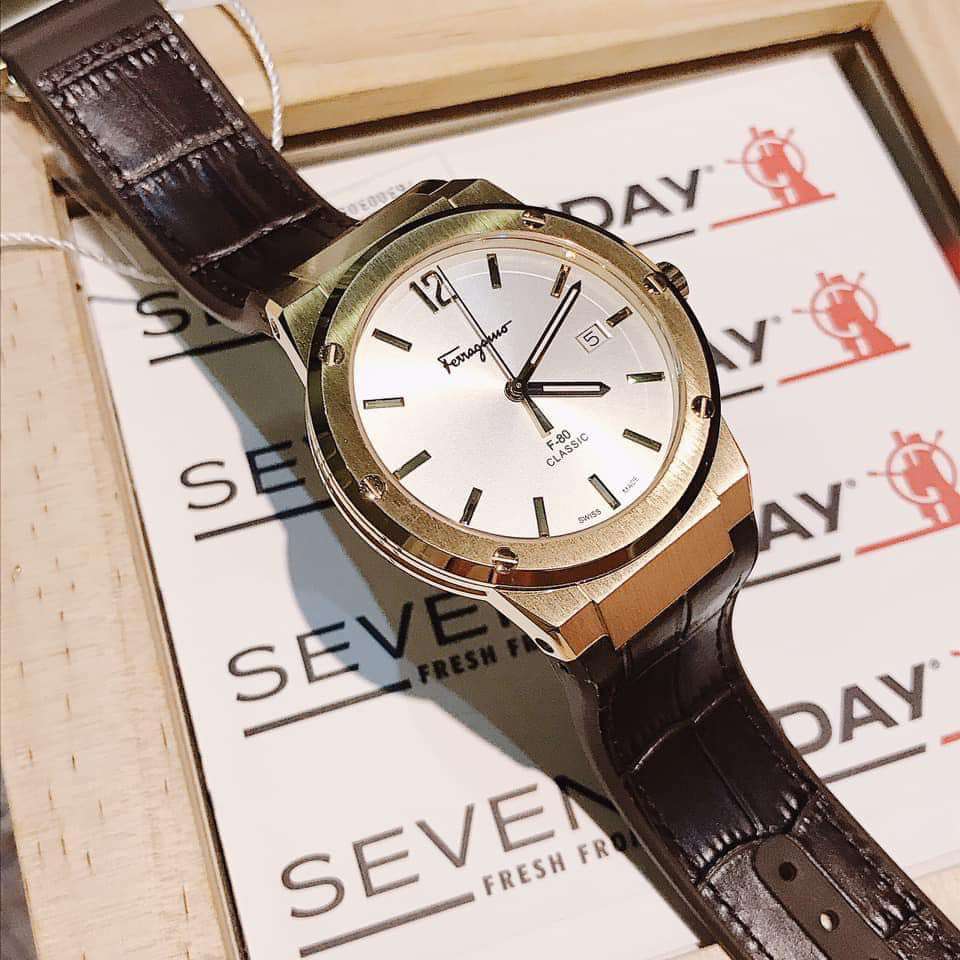  Shop Authentic Salvatore Ferragamo F-80 Classic White Dial Brown Leather Strap Watch for Men - SFDT00819 - Luxxuri