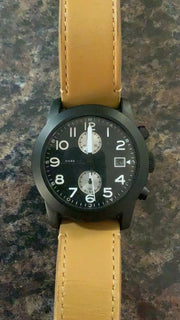  Shop Authentic Marc Jacobs Larry Chronograph Black Dial Brown Leather Strap Watch for Men - MBM5053 - Luxxuri