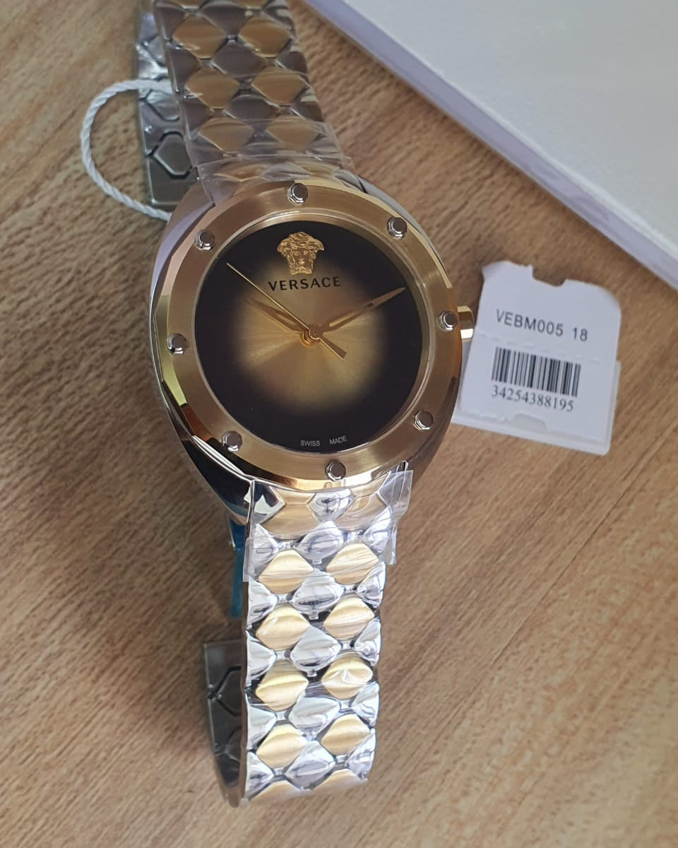  Shop Authentic Versace Shadov Quartz Gold Dial Two Tone Steel Strap Watch for Women - VEBM00518 - Luxxuri