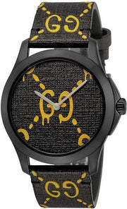  Shop Authentic Gucci G Timeless Ghost Black Dial Black Leather Strap Watch For Men - YA1264019 - Luxxuri
