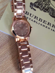  Shop Authentic Burberry The City Diamonds Rose Gold Dial Rose Gold Steel Strap Watch for Women - BU9126 - Luxxuri