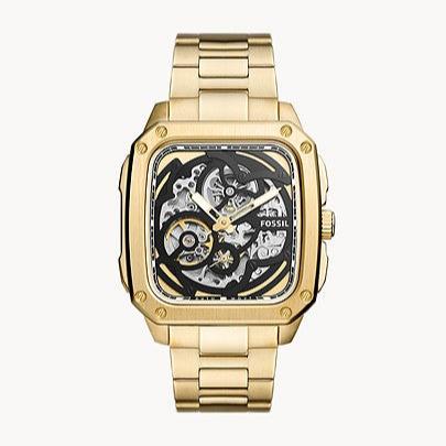 Shop Authentic Fossil Inscription Automatic Skeleton Black Dial Gold Steel Strap Watch for Men - BQ2573 - Luxxuri