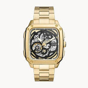  Shop Authentic Fossil Inscription Automatic Skeleton Black Dial Gold Steel Strap Watch for Men - BQ2573 - Luxxuri