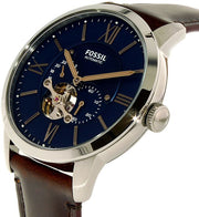  Shop Authentic Fossil Townsman Automatic Blue Dial Brown Leather Strap Watch for Men - ME3110 - Luxxuri