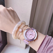  Shop Authentic Swarovski Octea Lux Chrono Pink Dial Pink Leather Strap Watch for Women - 5452501 - Luxxuri