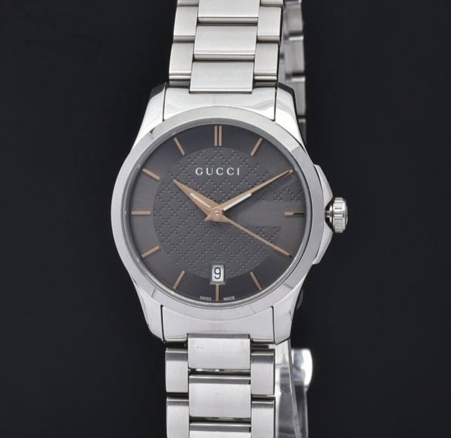  Shop Authentic Gucci G Timeless Brown Dial Silver Steel Strap Watch For Women - YA126529 - Luxxuri
