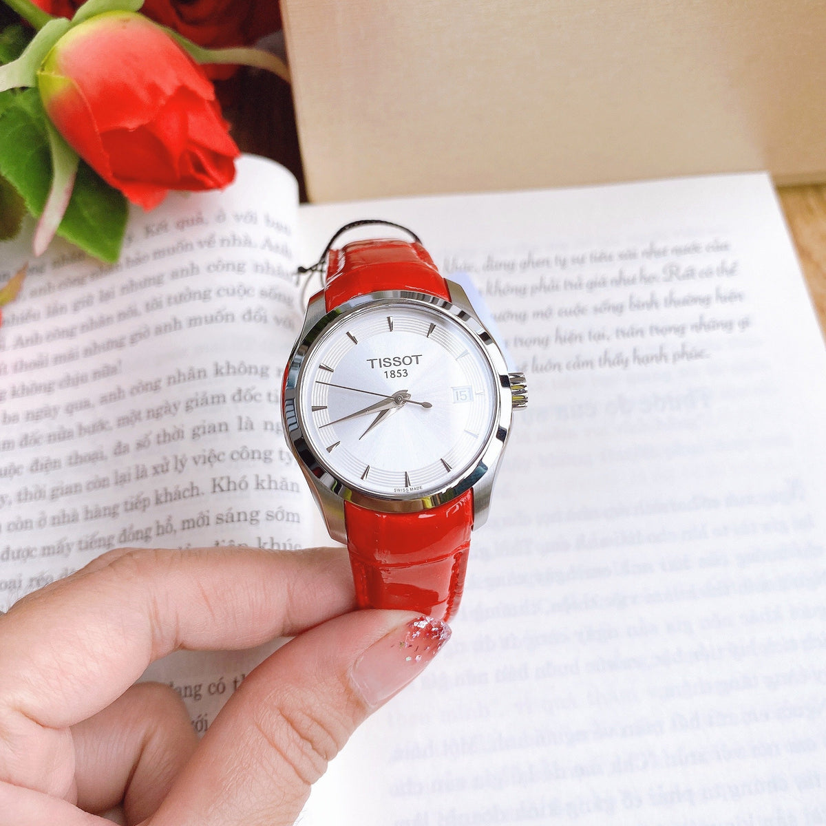  Shop Authentic Tissot Couturier Lady Silver Dial Red Leather Strap Watch for Women - T035.210.16.031.01 - Luxxuri