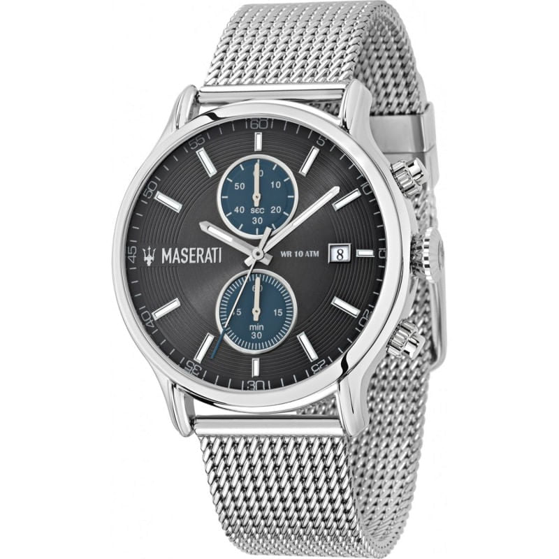  Shop Authentic Maserati Epoca 42mm Black Dial Steel Silver Mesh Bracelet Watch For Men - R8873618003 - Luxxuri