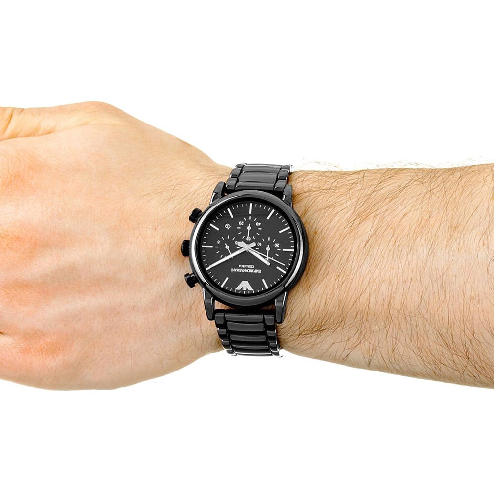  Shop Authentic Emporio Armani Luigi Chronograph Black Dial Black Stainless Steel Watch For Men - AR1507 - Luxxuri
