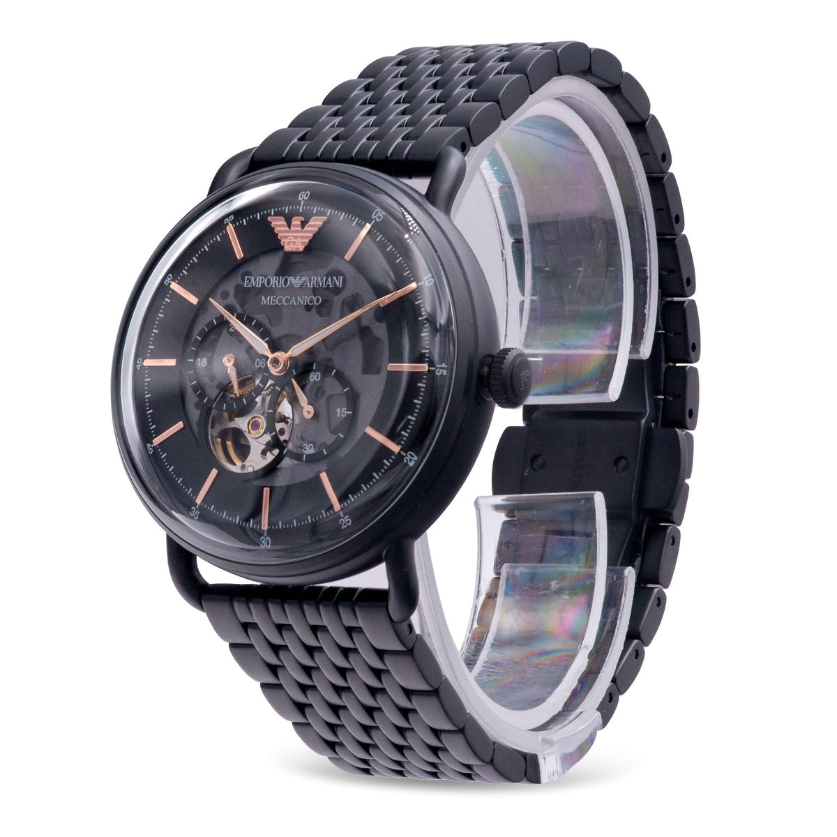  Shop Authentic Emporio Armani Automatic Multifunction Black Dial Black Mesh Bracelet Watch For Men - AR60025 - Luxxuri