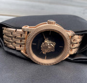  Shop Authentic Versace Palazzo Empire Black Dial Rose Gold Steel Strap Watch for Men - VERD00718 - Luxxuri