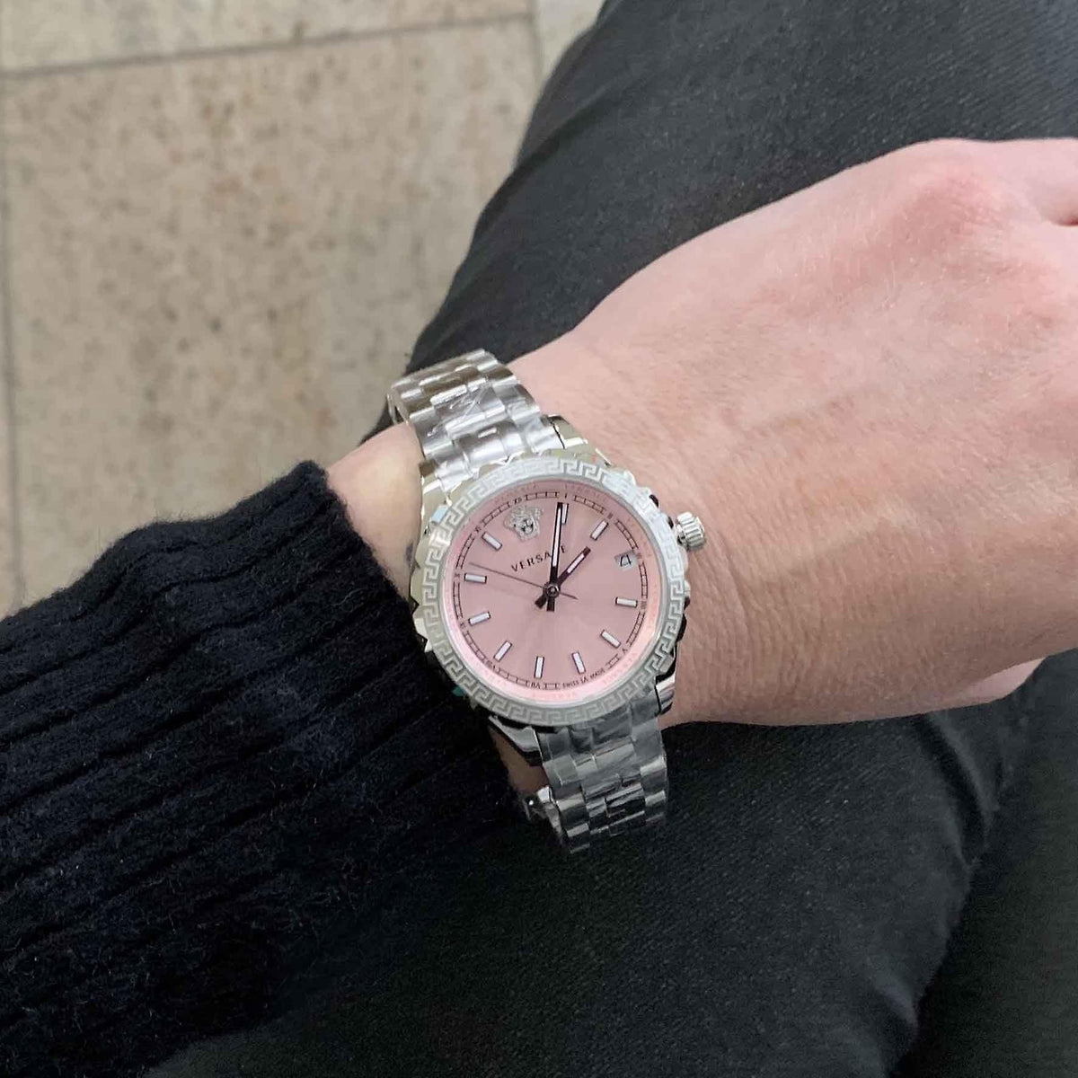  Shop Authentic Versace Hellenyium Pink Dial Silver Steel Strap Watch for Women - V12010015 - Luxxuri