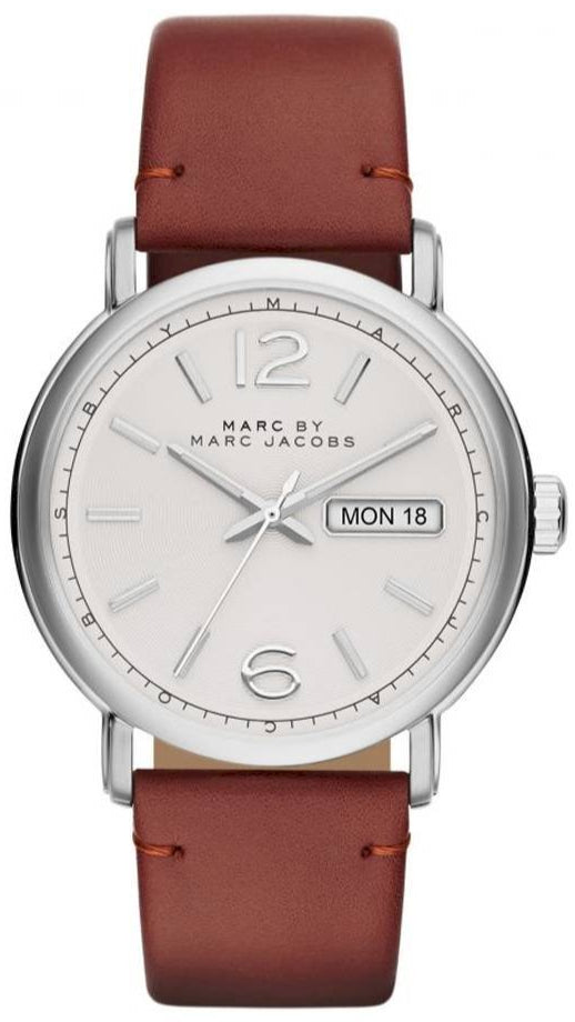  Shop Authentic Marc Jacobs Fergus White Dial Brown Leather Strap Watch for Men - MBM5080 - Luxxuri