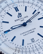  Shop Authentic Breitling Navitimer Automatic 41mm White Dial Blue Leather Strap Watch for Men - A173263A1G1P1 - Luxxuri