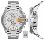  Shop Authentic Diesel Mega Chief Quartz Chronograph White Dial Steel Strap Watch For Men - DZ4328 - Luxxuri