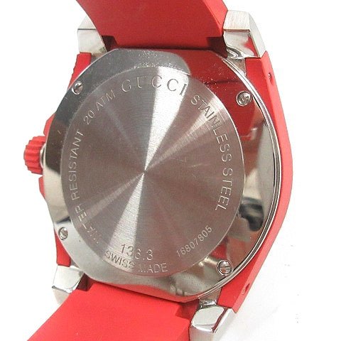  Shop Authentic Gucci Dive Quartz Black Dial Red Rubber Strap Watch For Men - YA136309 - Luxxuri