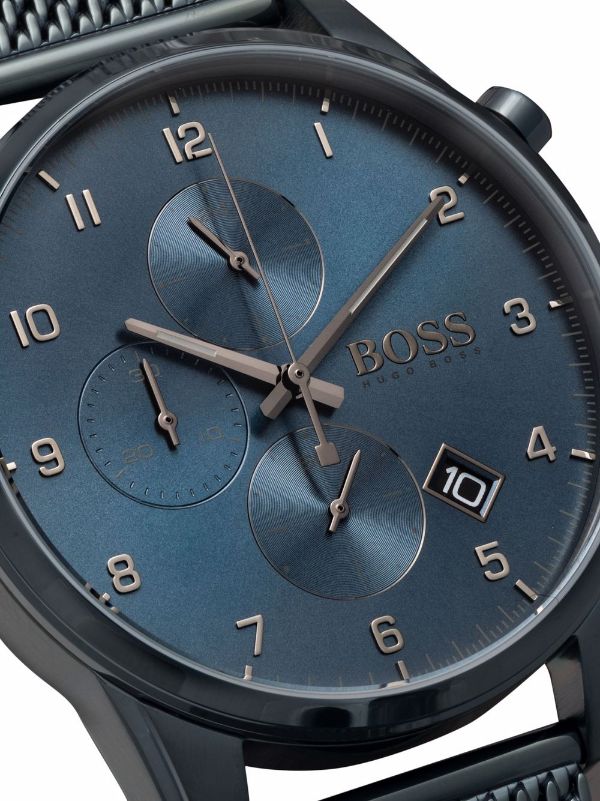  Shop Authentic Hugo Boss Skymaster Chronograph Blue Dial Blue Mesh Bracelet Watch for Men - 1513836 - Luxxuri