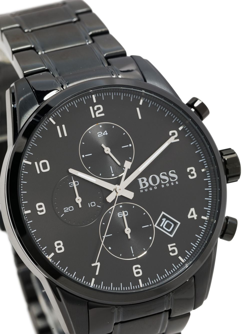  Shop Authentic Hugo Boss Skymaster Chronograph Black Dial Black Steel Strap Watch for Men - 1513785 - Luxxuri