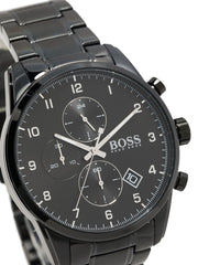  Shop Authentic Hugo Boss Skymaster Chronograph Black Dial Black Steel Strap Watch for Men - 1513785 - Luxxuri