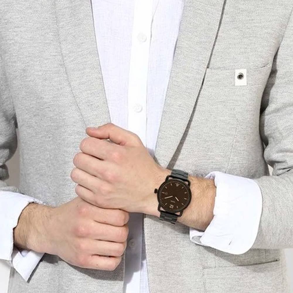  Shop Authentic Fossil The Commuter Brown Dial Black Steel Strap Watch for Men - FS5277 - Luxxuri