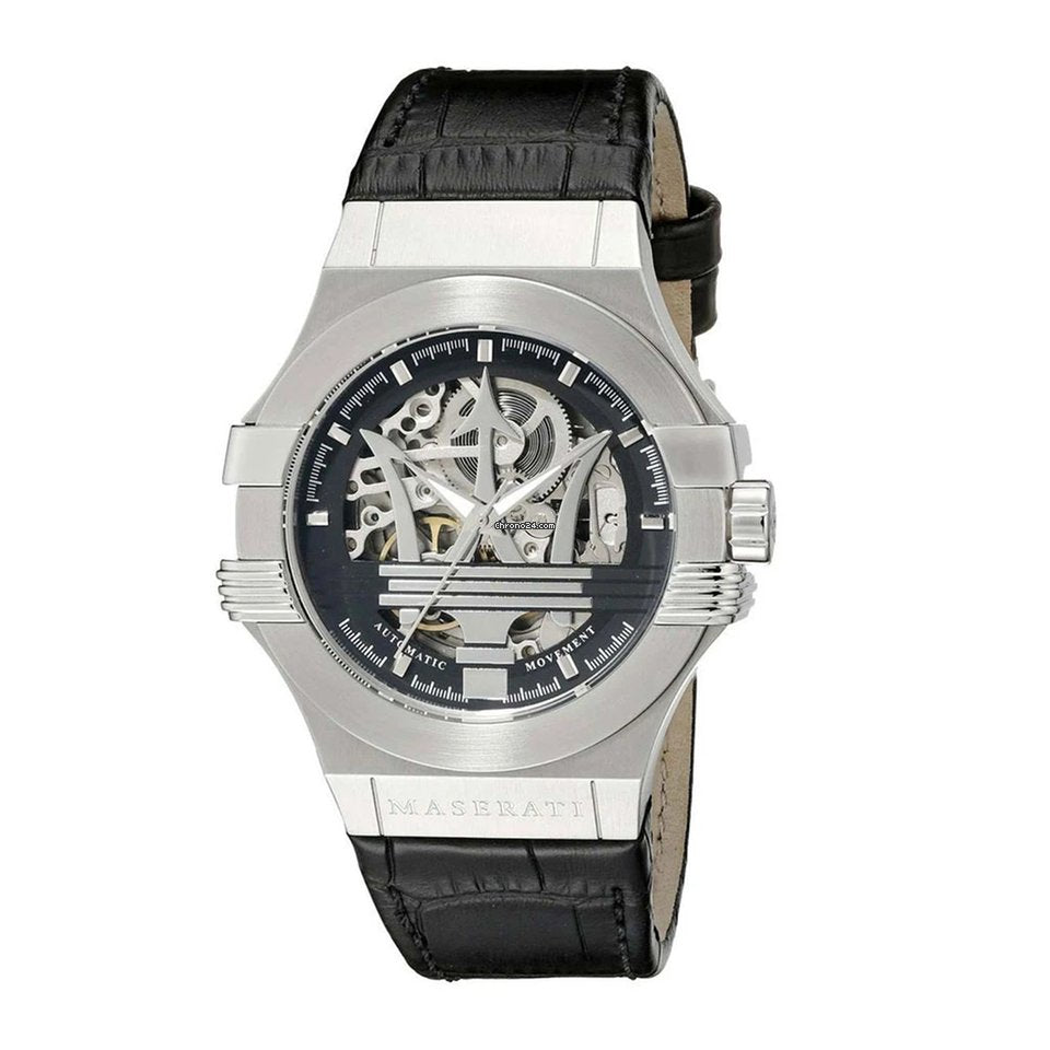 Shop Authentic Maserati Potenza Automatic Black Dial Black Leather Strap Watch For Men - R8821108001 - Luxxuri