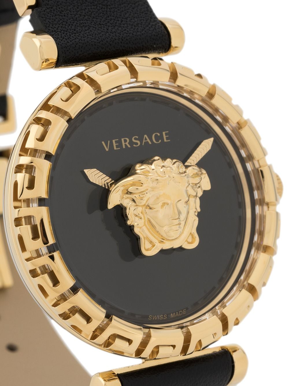  Shop Authentic Versace Palazzo Empire Greca Black Dial Black Leather Strap Watch for Women - VEDV00119 - Luxxuri