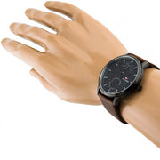  Shop Authentic Tommy Hilfiger Hunter Black Dial Brown Leather Strap Watch for Men - 1791604 - Luxxuri