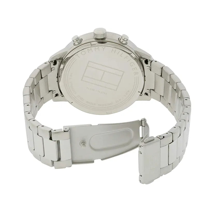  Shop Authentic Tommy Hilfiger Hudson Chronograph White Dial Silver Steel Strap Watch For Men - 1791227 - Luxxuri