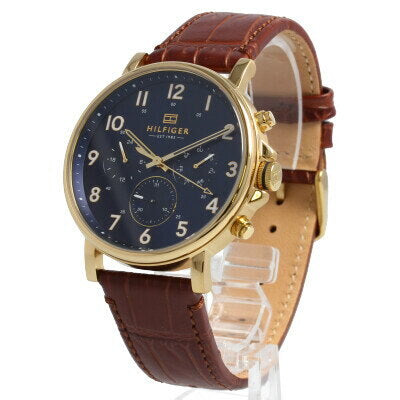  Shop Authentic Tommy Hilfiger Daniel Blue Dial Brown Leather Strap Watch for Men - 1710380 - Luxxuri