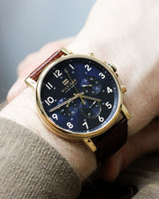  Shop Authentic Tommy Hilfiger Daniel Blue Dial Brown Leather Strap Watch for Men - 1710380 - Luxxuri