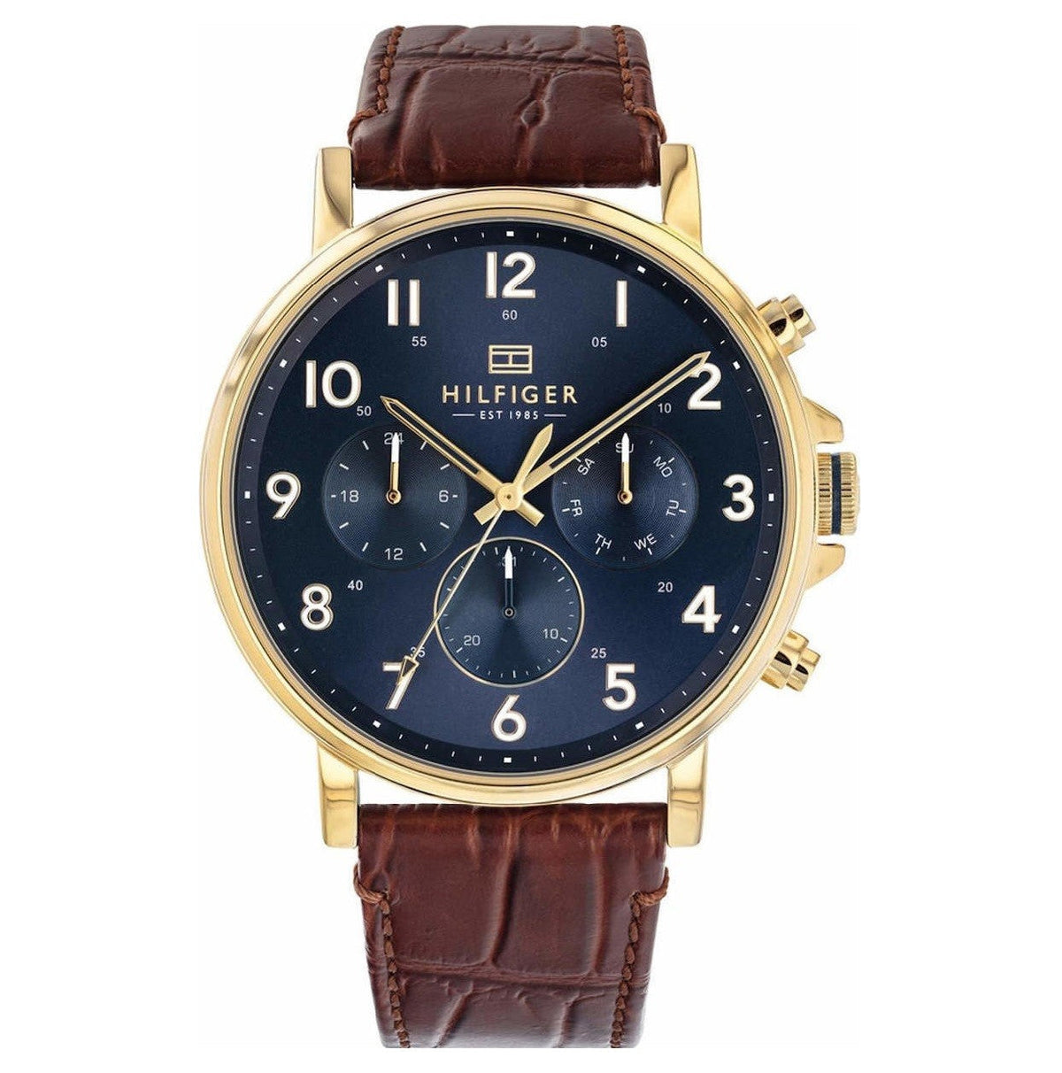  Shop Authentic Tommy Hilfiger Daniel Blue Dial Brown Leather Strap Watch for Men - 1710380 - Luxxuri