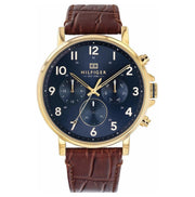  Shop Authentic Tommy Hilfiger Daniel Blue Dial Brown Leather Strap Watch for Men - 1710380 - Luxxuri