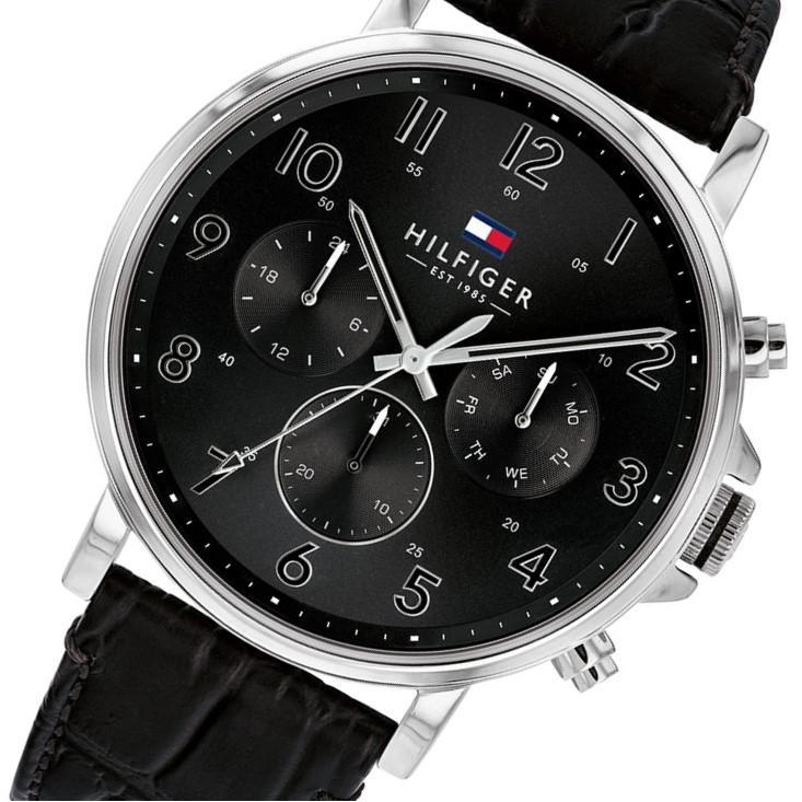  Shop Authentic Tommy Hilfiger Daniel Black Dial Black Leather Strap Watch for Men - 1710381 - Luxxuri