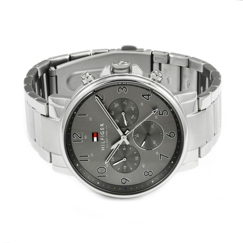  Shop Authentic Tommy Hilfiger Chronograph Grey Dial Silver Steel Strap Watch for Men - 1710382 - Luxxuri