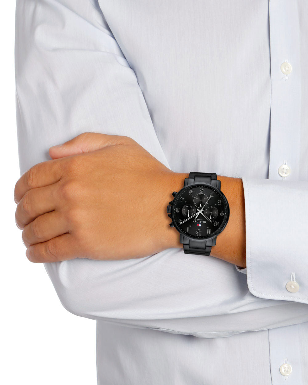  Shop Authentic Tommy Hilfiger Daniel Black Dial Black Steel Strap Watch for Men - 1710383 - Luxxuri